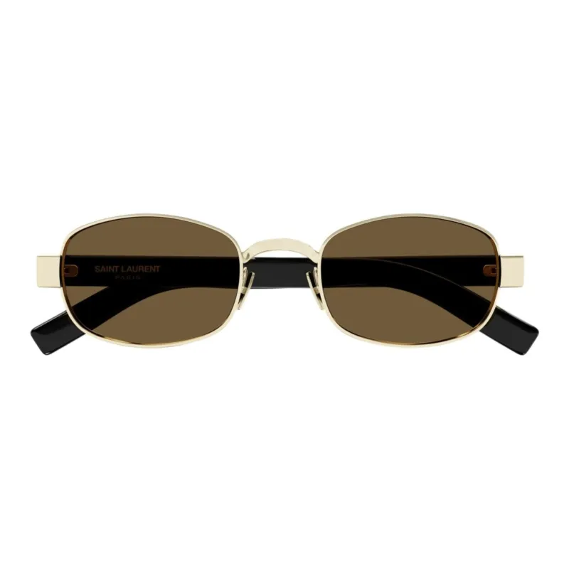 SAINT LAURENT Metal Oval Sunglasses Women's Gold-1