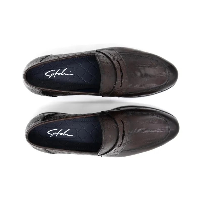 Satchi Loafers, Slip on Men's Coffee-4