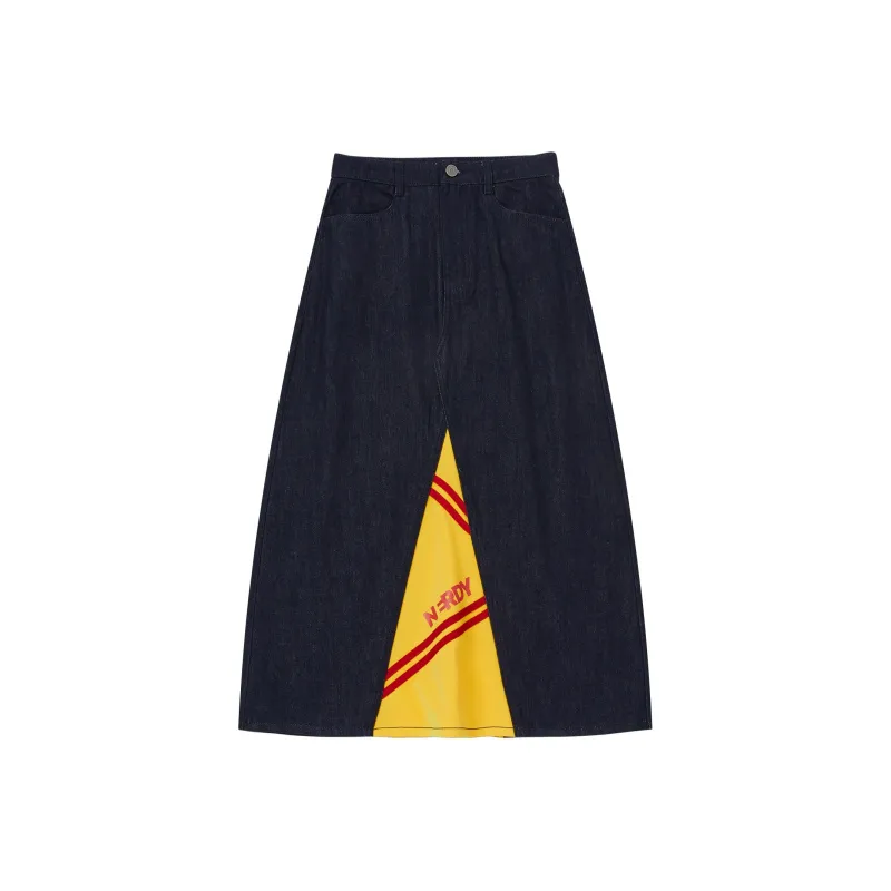 NERDY SS24 Denim Long Skirt Women's Dark Blue-0