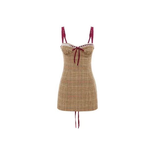 With Jean Slip Dresses Women's Brown