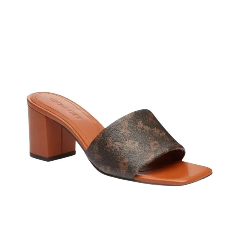 COACH Slip Resistant Slide Slippers 6.5cm Women's Brown-2