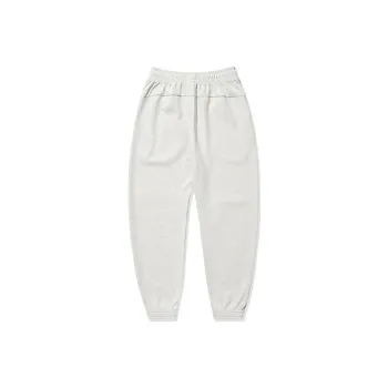 QIAODAN Knitted Sports Pants Women's Cream White Floral Gauze
