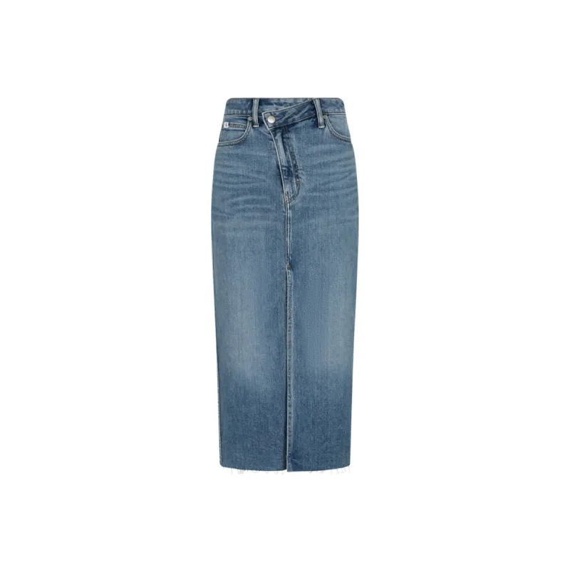 CALVIN KLEIN Denim Long Skirt Women's Denim Blue-0