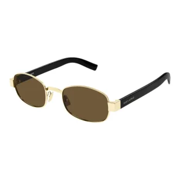 SAINT LAURENT Metal Oval Sunglasses Women's Gold