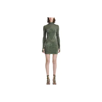 DION LEE Chenille Intarsia Long Sleeved Mini Dress