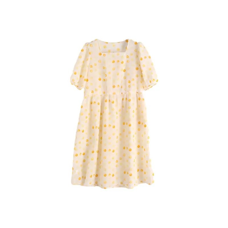 ZIMO Short Sleeved Dresses Women's Yellow Multicolor-0