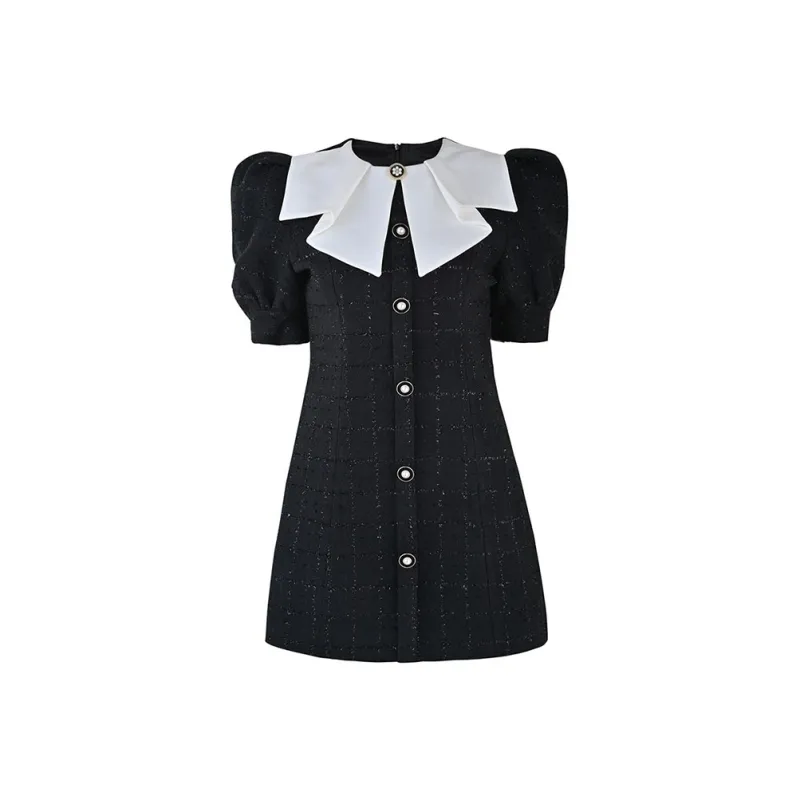 CHARM PICK Short Sleeved Dresses Women's Black-0
