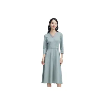 BBLLUUEE Long Sleeved Dress Women's Avocado Green