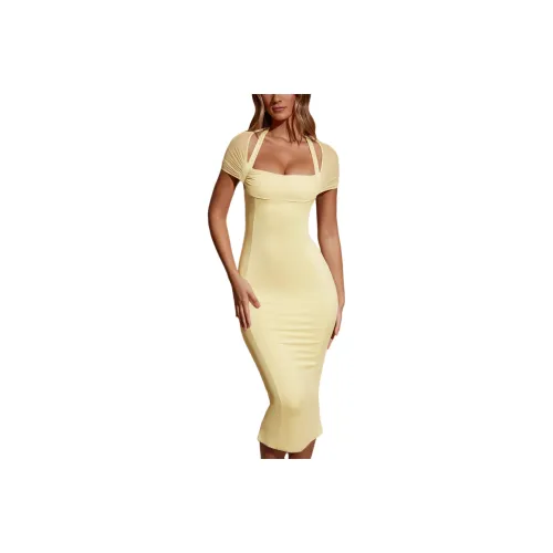 OH POLLY Milita Short-Sleeved Dresses Women's Pastel Yellow/Light Yellow