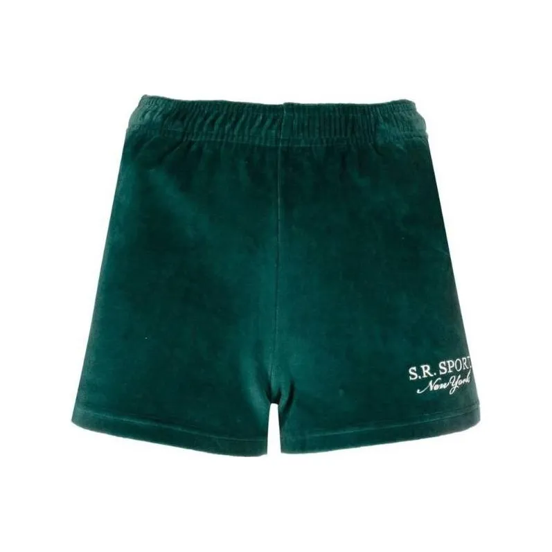 SPORTY & RICH Embroidered logo Velour Shorts-0
