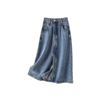 Weixi Denim Long Skirts Women's Blue