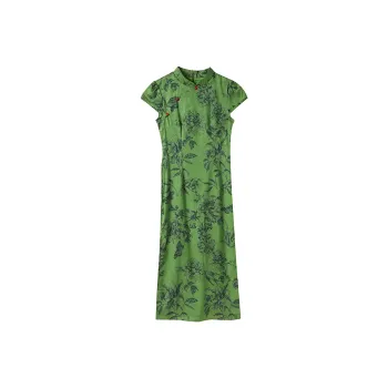 Local Gal Elegant Vintage Short Sleeved Dress Women's Green