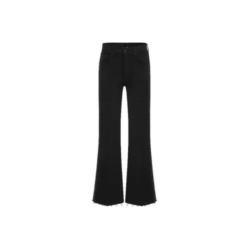 MOTHER High Waist Wide Leg Frayed Jeans
