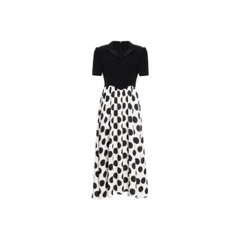 BESIONIA Short Sleeved Dresses Women's Black Spots