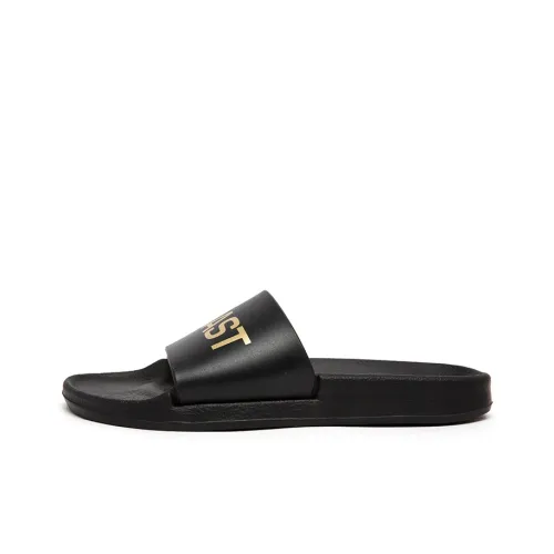 LONGYING Slip Resistant Abrasion Resistant Slide Slippers Men's Black Gold