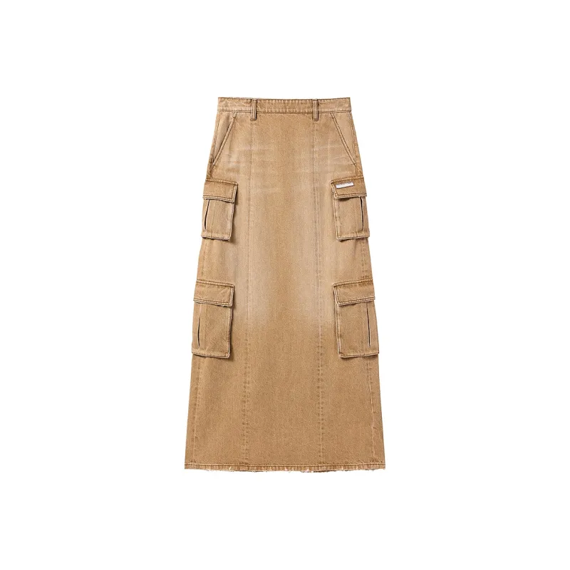 Miss Sixty Denim Long Skirts Women's Khaki-0