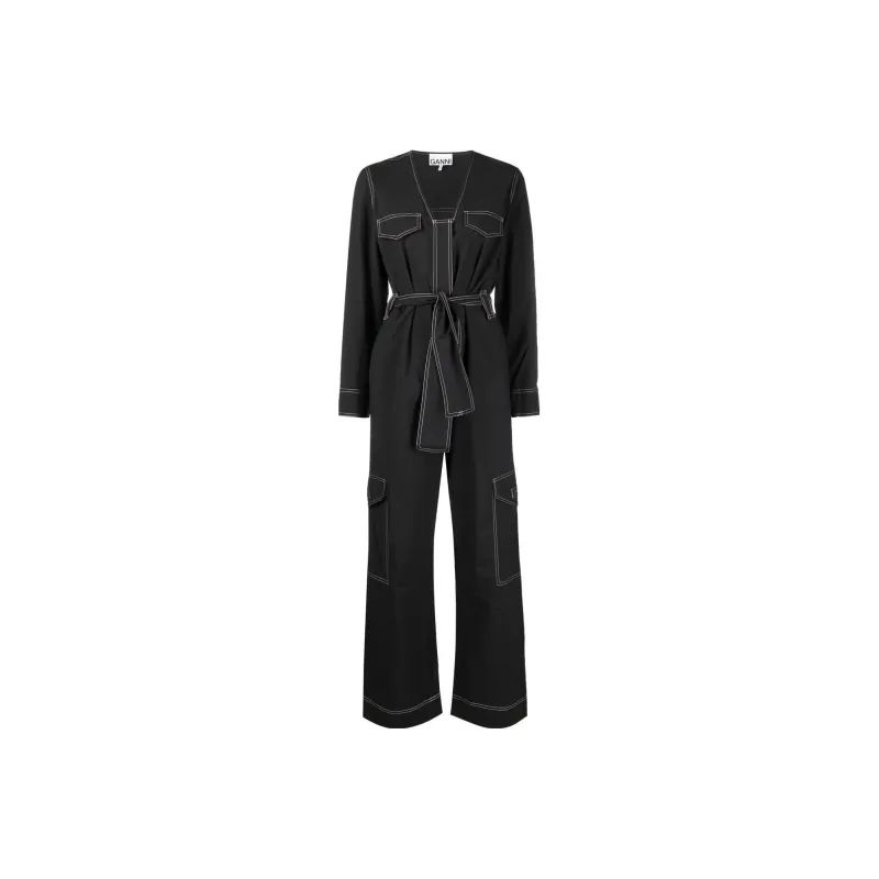 GANNI Crepe Jumpsuit 'Black'-0