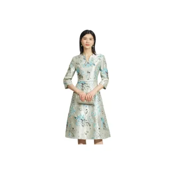 BBLLUUEE Long Sleeved Dress Women's Aqua Blue