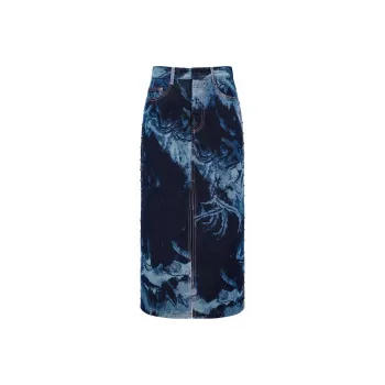 Feng Chen Wang Denim Long Skirts Women's Dark Blue