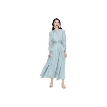 BBLLUUEE Long Sleeved Dress Women's Light Aqua Green