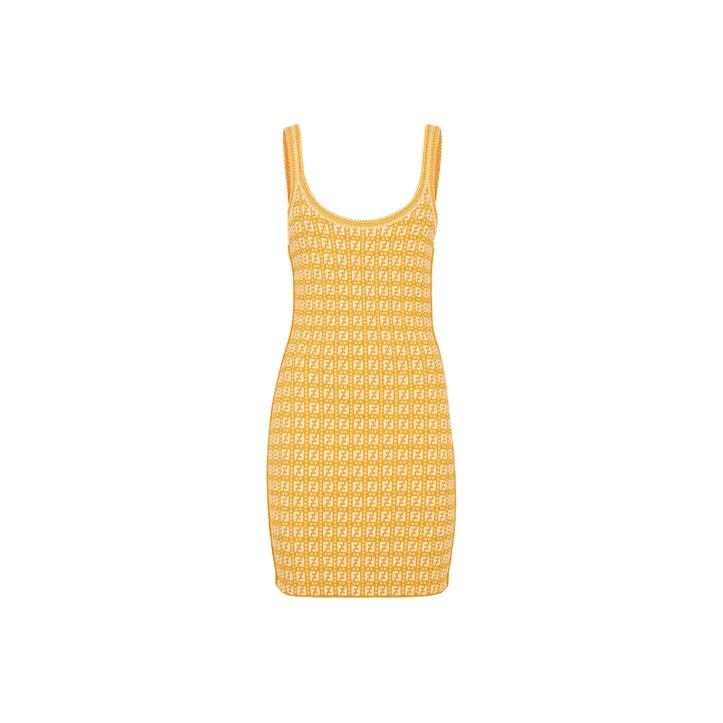 FENDI SS21 Sleeveless Dress Women's Orange-0