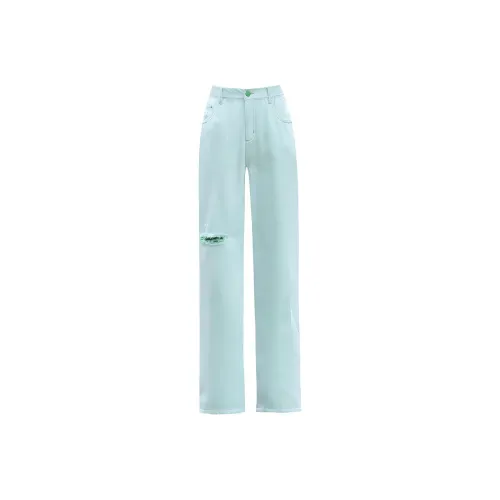 You Cow Me Pants Jeans Women's White Green