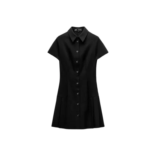 ZARA Short-Sleeved Dresses Women's Black