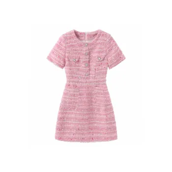 Fish Rabbits Short Sleeved Dress Women's Cherry Blossom Pink
