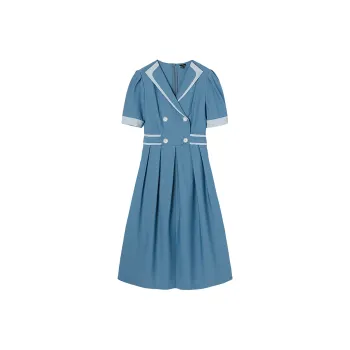 MEETLADY A Line Skirt Dress Sky Blue