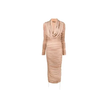 BALMAIN Gathered Hooded Midi Dress