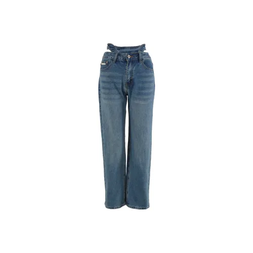 CLOUD SEASON Wide Leg Jeans Women's Blue