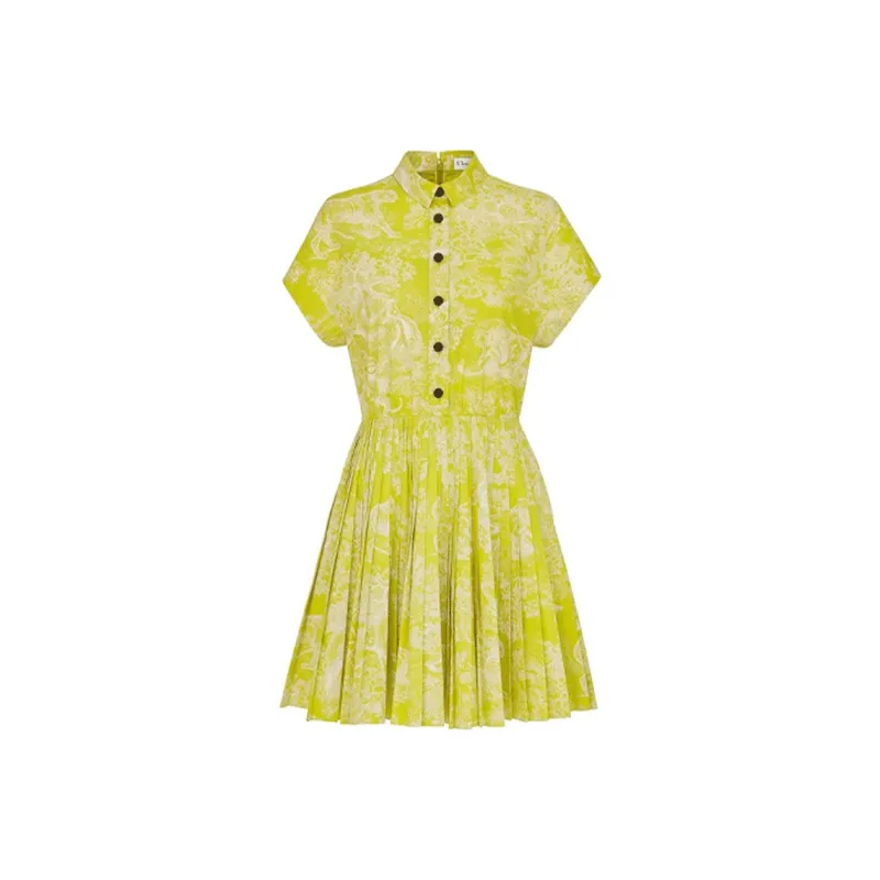DIOR FW21 Short-Sleeved Dresses Women's Yellow Green-0