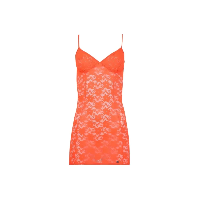 Balenciaga Short Lace Dress 'Fluo Orange'-0