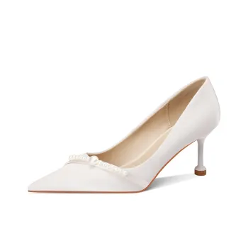 Lan Miao Slim Heel High Heels 6.5CM Women's White