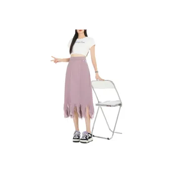 Weixi Denim Long Skirts Women's Pink