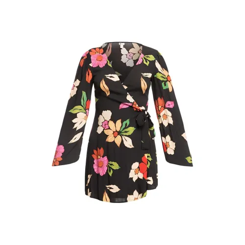 BILLABONG Hot Romance Mini Dress Long Sleeved Dress Women's Black