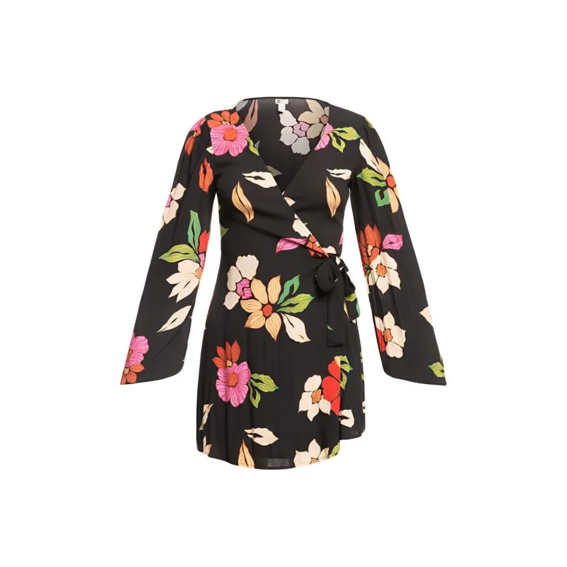 BILLABONG Hot Romance Mini Dress Long Sleeved Dress Women's Black-0