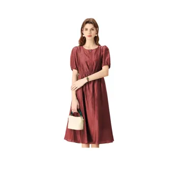 FENHONGMALI Short Sleeved Dresses Women's Red