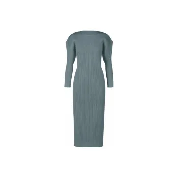 PLEATS PLEASE ISSEY MIYAKE Long-Sleeved Dresses Women's Gray Blue