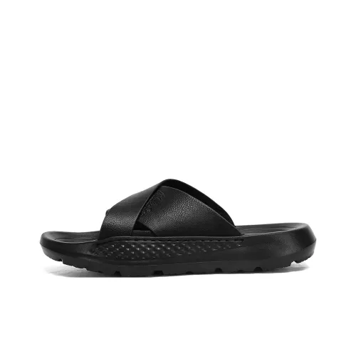 Mulinsen EVA Stitching Leather Patchwork Slip Resistant Cushioning Slide Slippers Men's