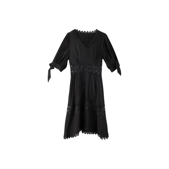YUMOMO STAR A Line Skirt Dress Elegant Black-0