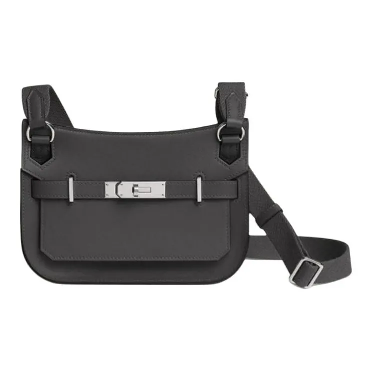 HERMES Jypsiere Swift Leather Shoulder Bag, Crossbody Bag Mini Women's Gray-0
