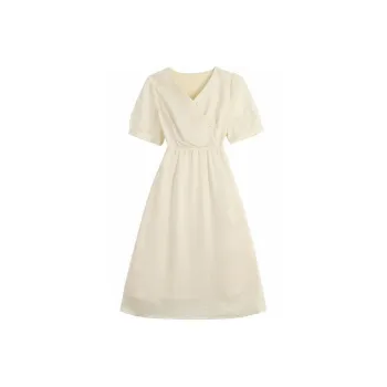 HUASJ Short Sleeved Dresses Women's Creamy Beige