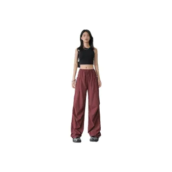 Yynw Casual Pants Women's Burgundy Red