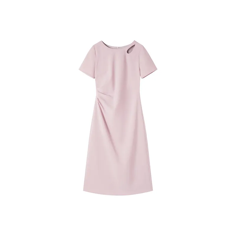 XIANGYING Short Sleeved Dress Women's Pink-0