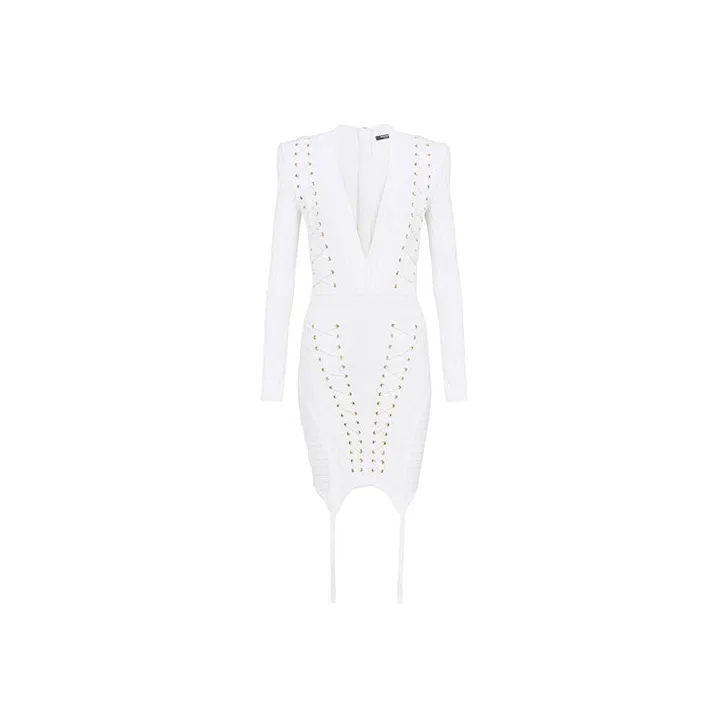 BALMAIN Long-Sleeved Dresses Women's White-0
