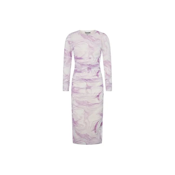 GANNI Long-Sleeved Dresses Women's White Purple-0