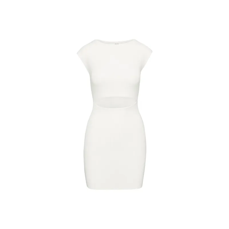 ARITZIA Wilfred Free Cut-Out Knit Mini Dress Short-Sleeved Dresses Women's Space White-0