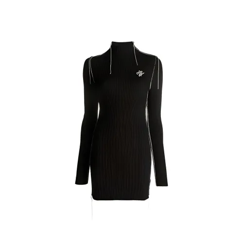 OFF WHITE Embroidered logo Knit Dress
