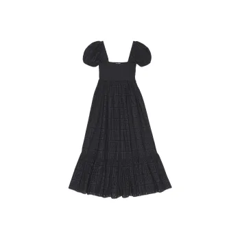 GANNI Broderie Anglaise Puff-Sleeved Maxi Dress